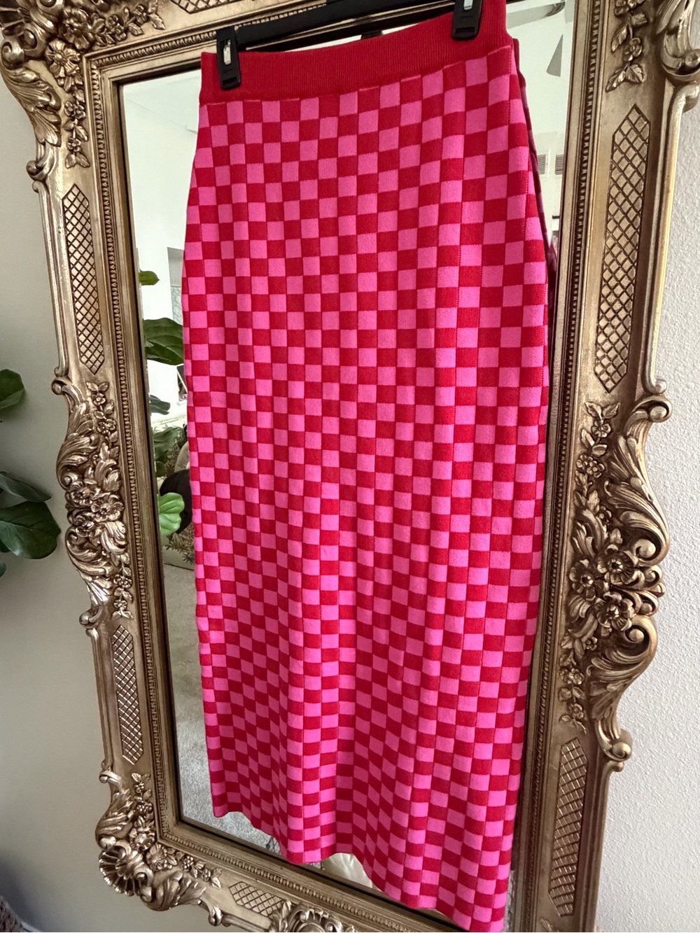 Charlie Holiday Pink and Red Checkered Knit Maxi Set - Picture 4 of 9